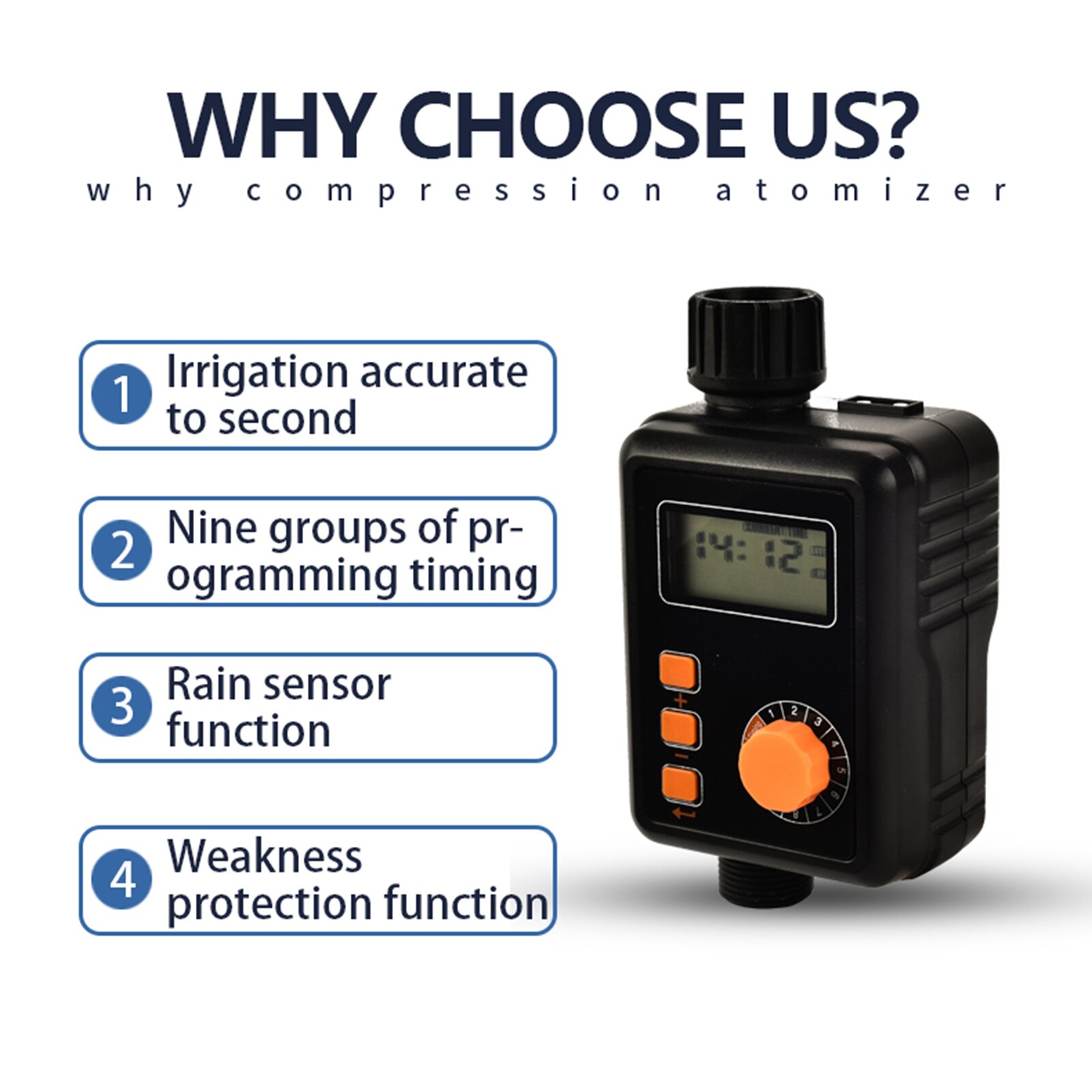 Digital Irrigation Timer With Rain Auto Sensor Function Water Timer Micro-spray Sprinkle Irrigation Automatic Supply