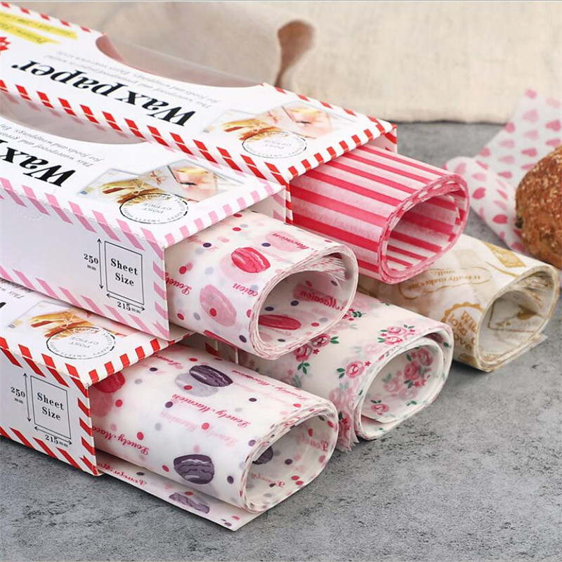 50Pcs/Lot Wax Paper Food Grade Grease Paper Food Wrappers Wrapping Paper For Bread Sandwich Burger Fries Oilpaper Baking Tools