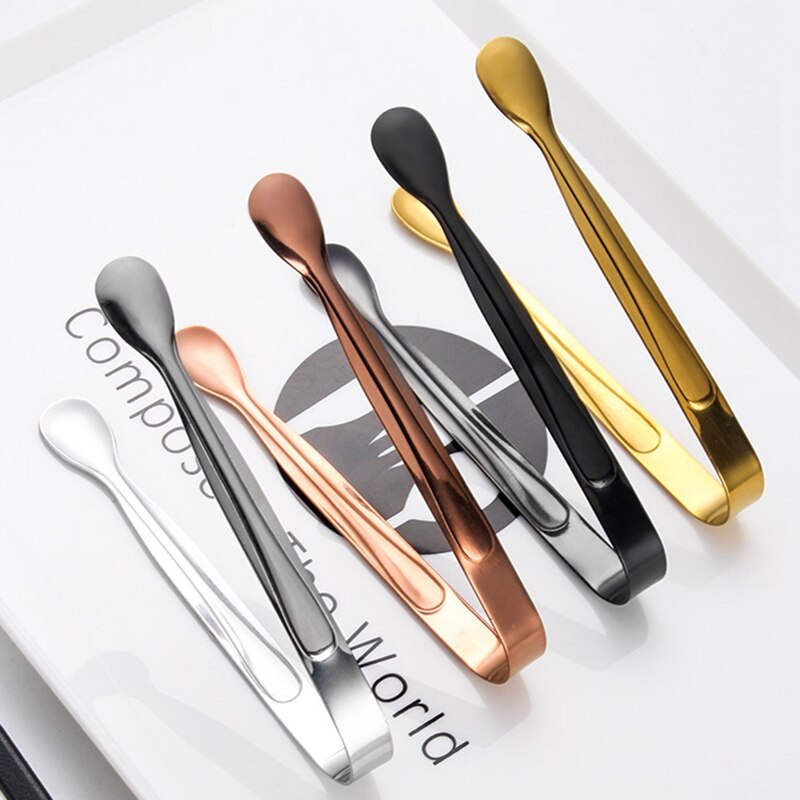 Gold Sugar Ice Cube Tongs Stainless Steel Ice Tongs Mini Metal Kitchen Food Serving Tongs Clip Tea Party Bar Kitchen Accessories
