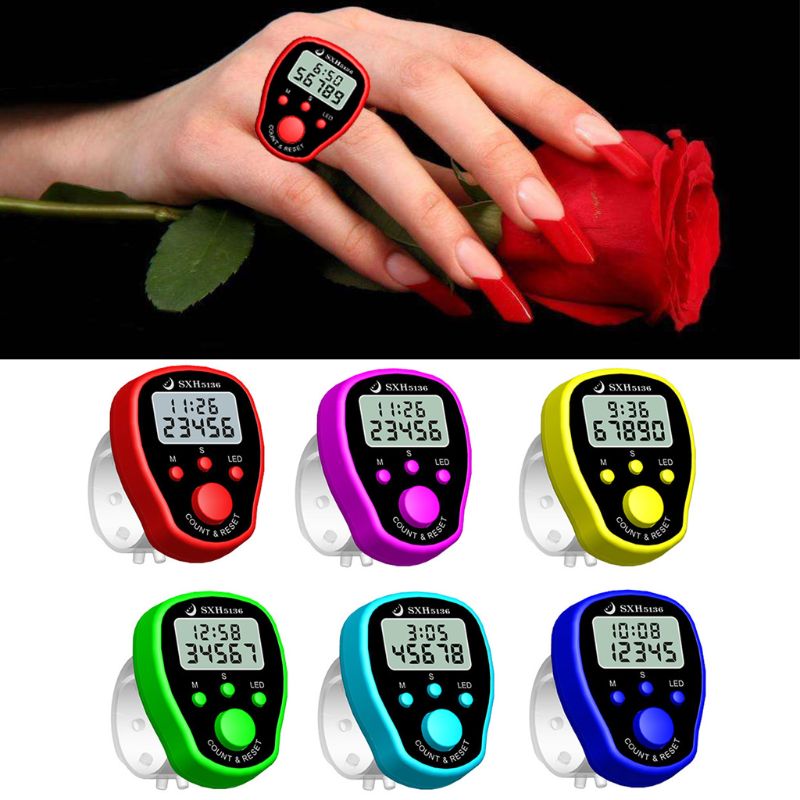 Contatore di dita orologio LCD contatori di conteggio digitali elettronici con tempo e retroilluminazione G32A