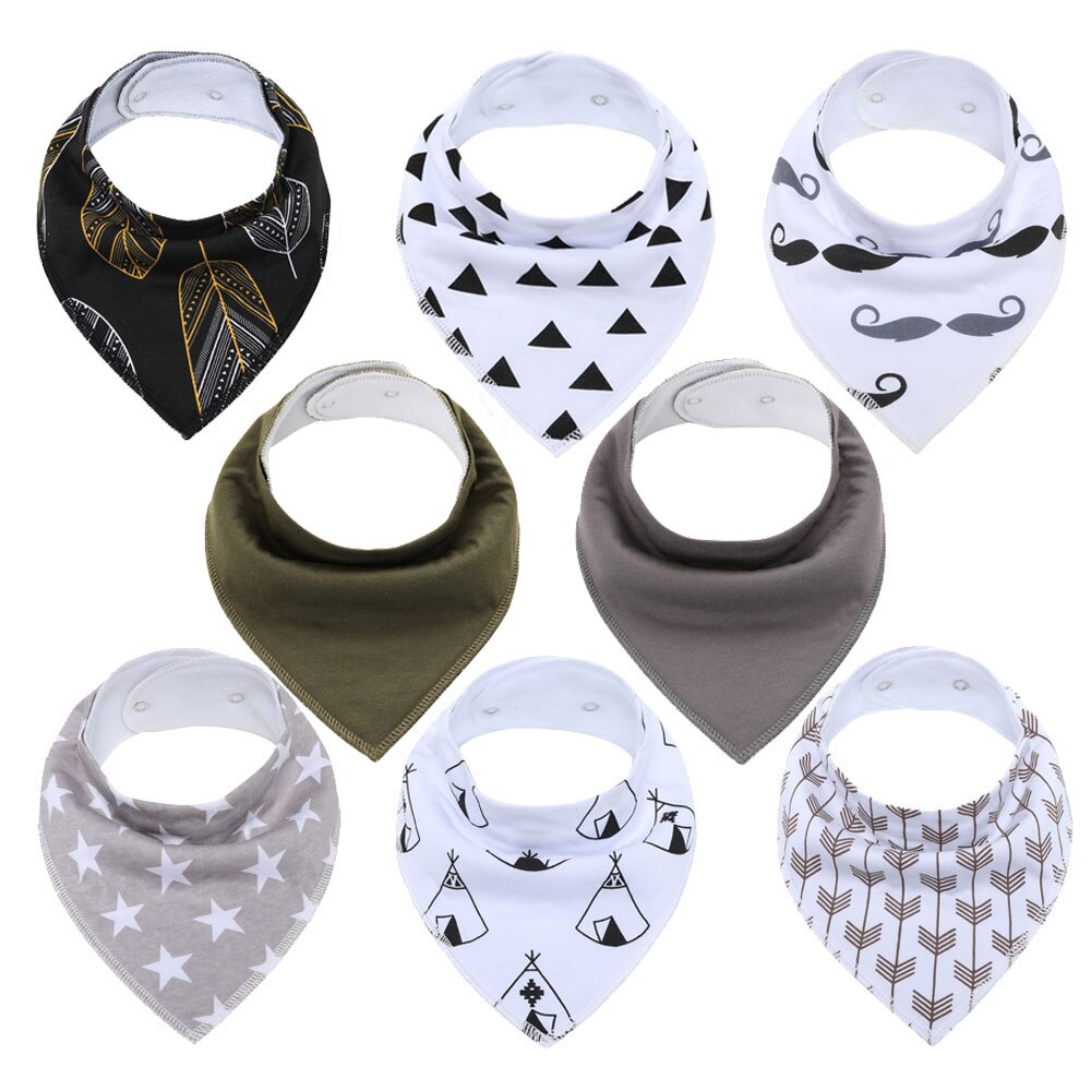 Bavoirs Bandana pour bébés, bavettes pour garçons et filles, 100% coton biologique, doux et absorbant, pour -nés, 8 pièces: K80017-1