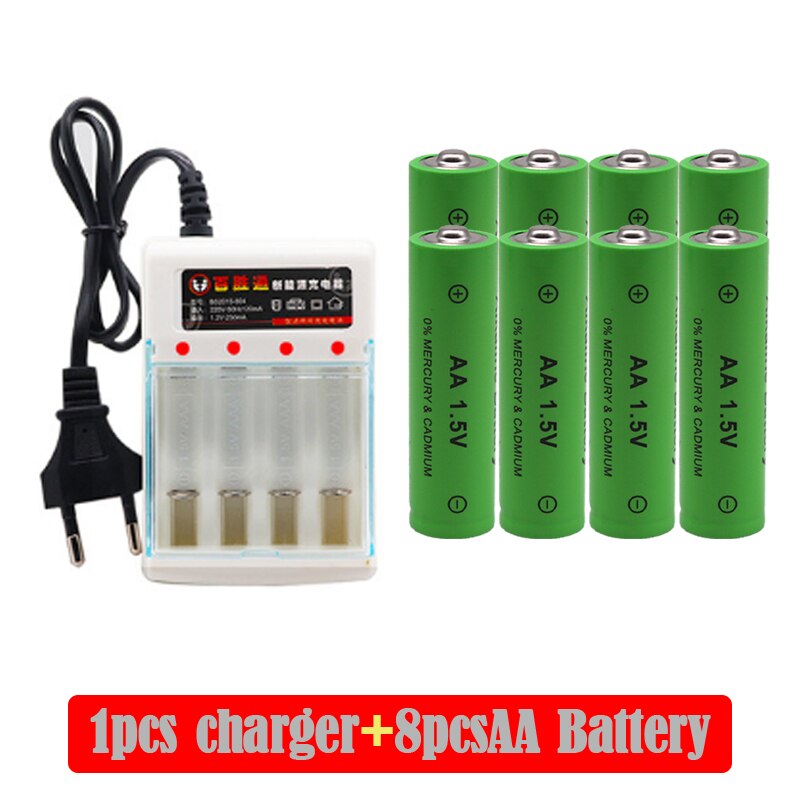 Piles alcalines rechargeables AA, 100% mAh, 4000 v, avec chargeur AA, nouvelle , 1.5