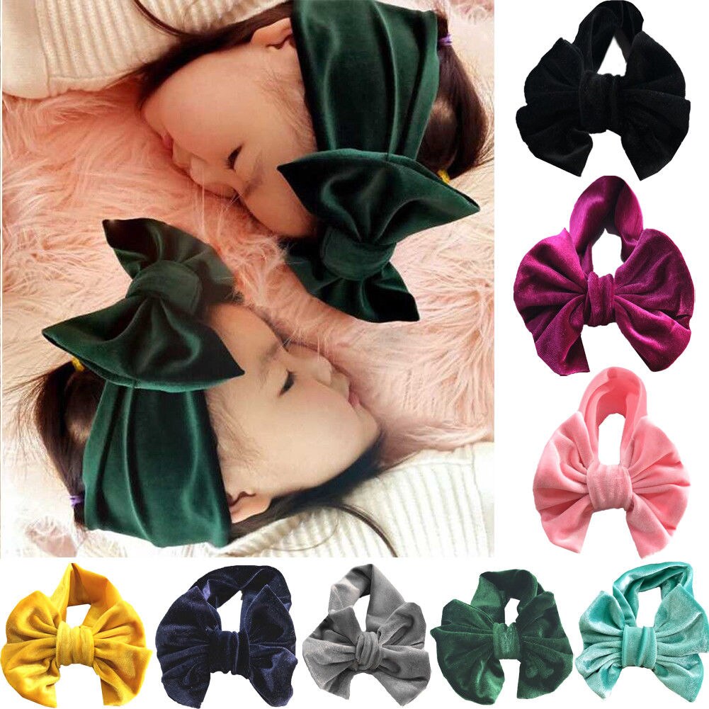 Peuter kinderen babymeisje gouden fluwelen hoofdband effen stof strik tulband knoop hoofdband haarband stretch meisjes hoofdbanden 3-12m