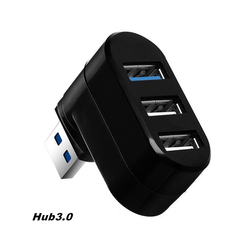 Multi Ports USB 2.0 3.0 Hub USB Splitter Adapter for PC Laptop Notebook 180 Degree Rotatable USB Hub Dock 3 Port Portable HUB: Black 2.0  3.0
