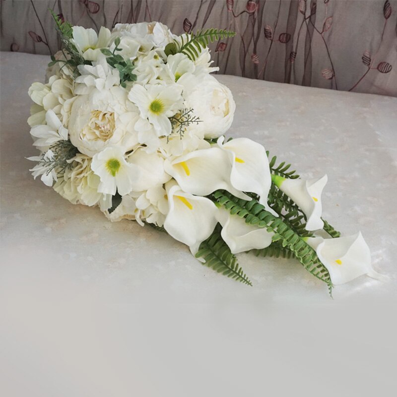 Waterfall Wedding Flower Bridal Bouquet Artificial Vintage Peony Hydrangea Flower Calla Lily Marriage Luxurious Bride Bouquets
