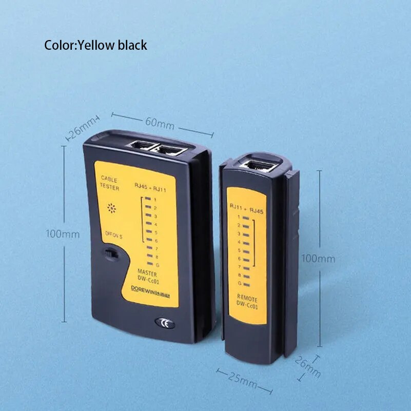 LAN Network Cable Tester Continuity Tester For RJ45 RJ11 RJ12 Twisted Pair Connections CAT5/CAT6/CAT7 UTP LAN Wire Test Tool: Orange and black