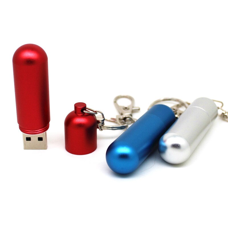 Nowy 32GB pen drive metalowe kształt pigułki U dysku 8GB 16GB pamięć USB 128MB 4GB Pendrive karta pamięci 64GB z breloczek