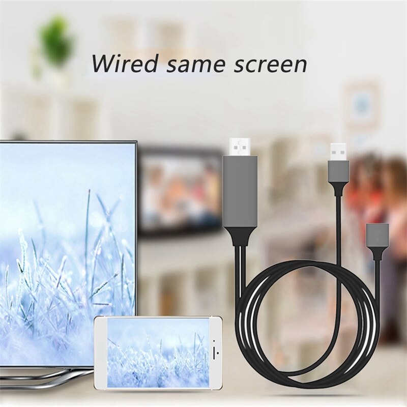 Usb-c-anschlusskabel für apple- und android-mobiltelefone mit hdmi-projektionsanschluss, dual-use-usb-buchse mit bildschirmanschluss – schwarz