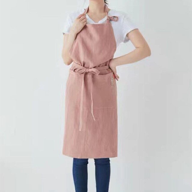 INS Japanese Linen Cotton Lace-up Apron Dress Art Men And Women Work Apron 100*100cm Sleeveless Apron Home: 5