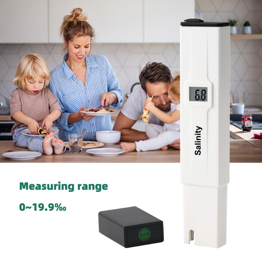 Portable Digital Salinity Meter 0~19.9‰ High Precision Salt Content Concentration Test Pen for Kitchen, Aquaculture, Laboratory