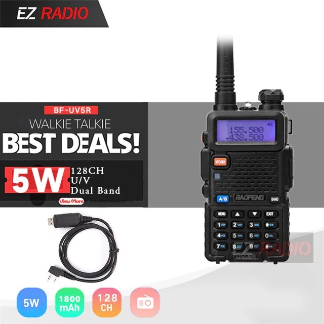 Baofeng UV-5R Walkie Talkie Dual Band 2 Manier Cb Ham Radio UV5R 5W Vhf Uv 5R Hf Transceiver uv 82 Snelle Levering Van Polen Eu: Black-Pro.Cable