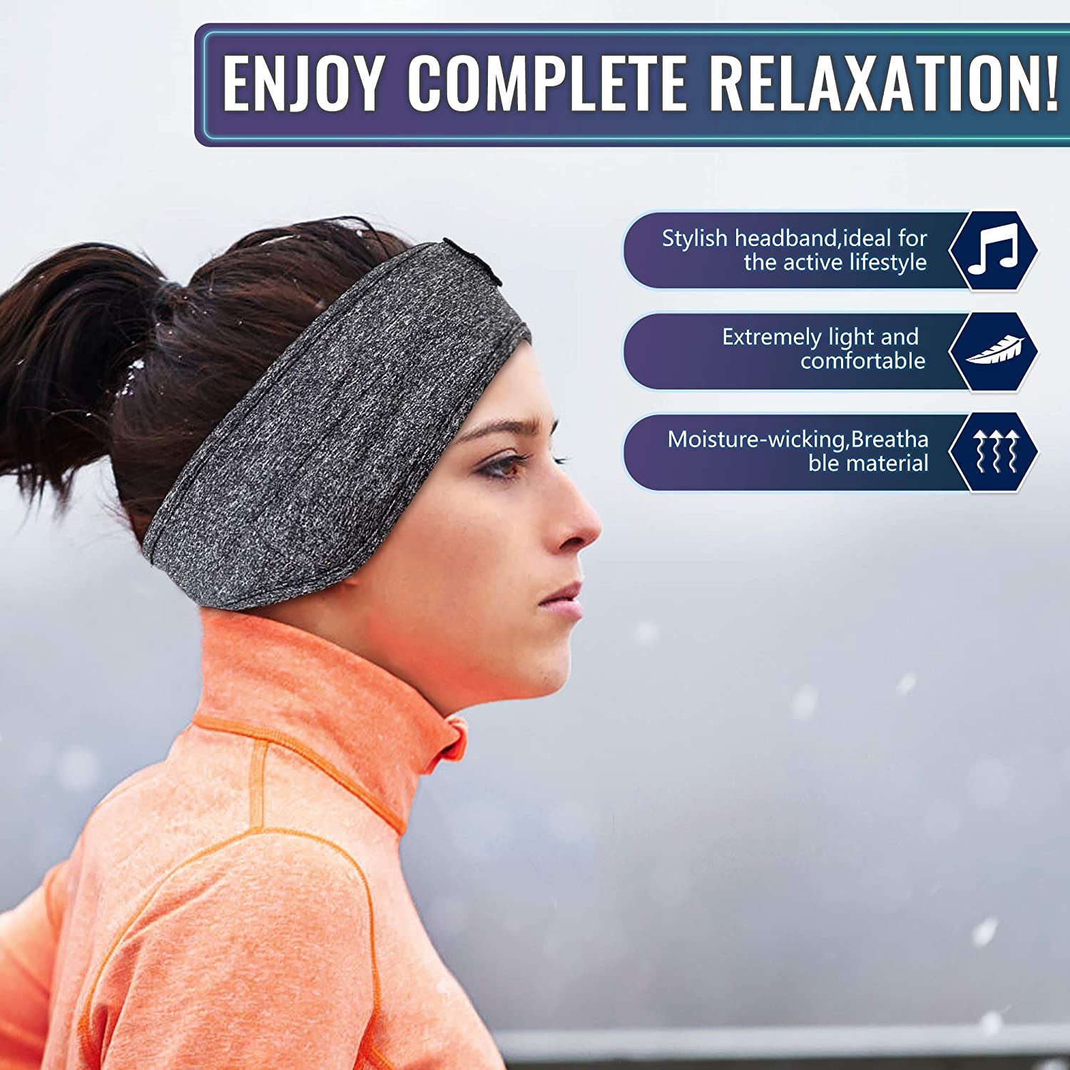 Auriculares finos con Bluetooth para dormir, diadema deportiva inalámbrica con altavoces para entrenamiento, trote, Yoga, insomnio, viajes, Verano