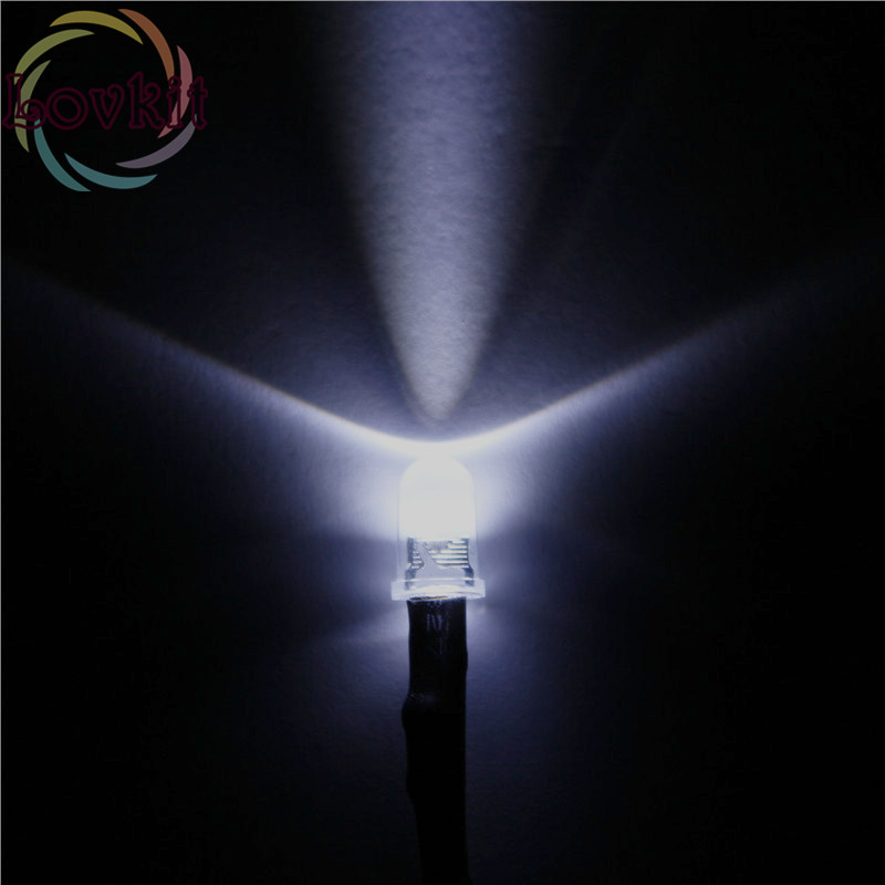 50pcs 5MM Round Top 12v Pre-Wired Resistor White LED 12V DC 20cm Emitting Diode DIY For car Lamp Retail