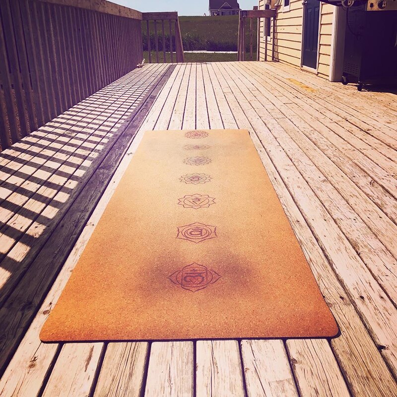 Chakra Cork Yoga Mat - 183x68cm - 5mm Thick - TPE Cork - Non-Slip - Eco-Friendly
