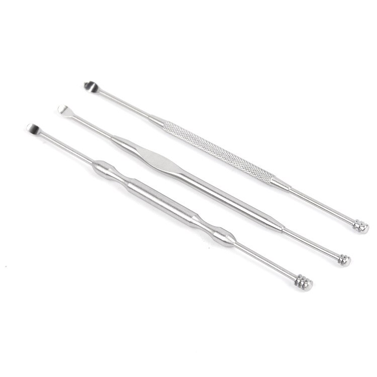 1 2 3Pcs Double-Ended Rvs Spiraal Oor Pick Lepel Oor Wax Verwijderen Cleaner Oor Tool Multi-Functie Draagbare
