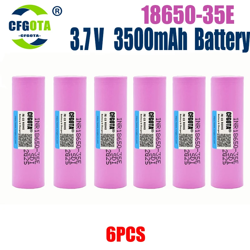 Batería 18650 35E 3,7 V 3500mAh descarga 18650 batería de iones de litio 3,7 v INR18650-35E batería recargable para linterna: Castaño
