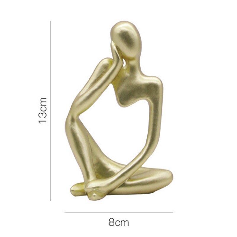 Tænker statue abstrakt figur skulptur små ornamenter harpiks statue hjemmehåndværk boligindretning moderne figurer til interiør: Guld 2