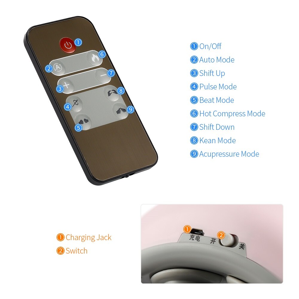 4 Heads Magnetic Pulse Vibration Neck Massager for Pain Relief Health Care Relaxing Deep Tissue Cervical Massage Remote Control