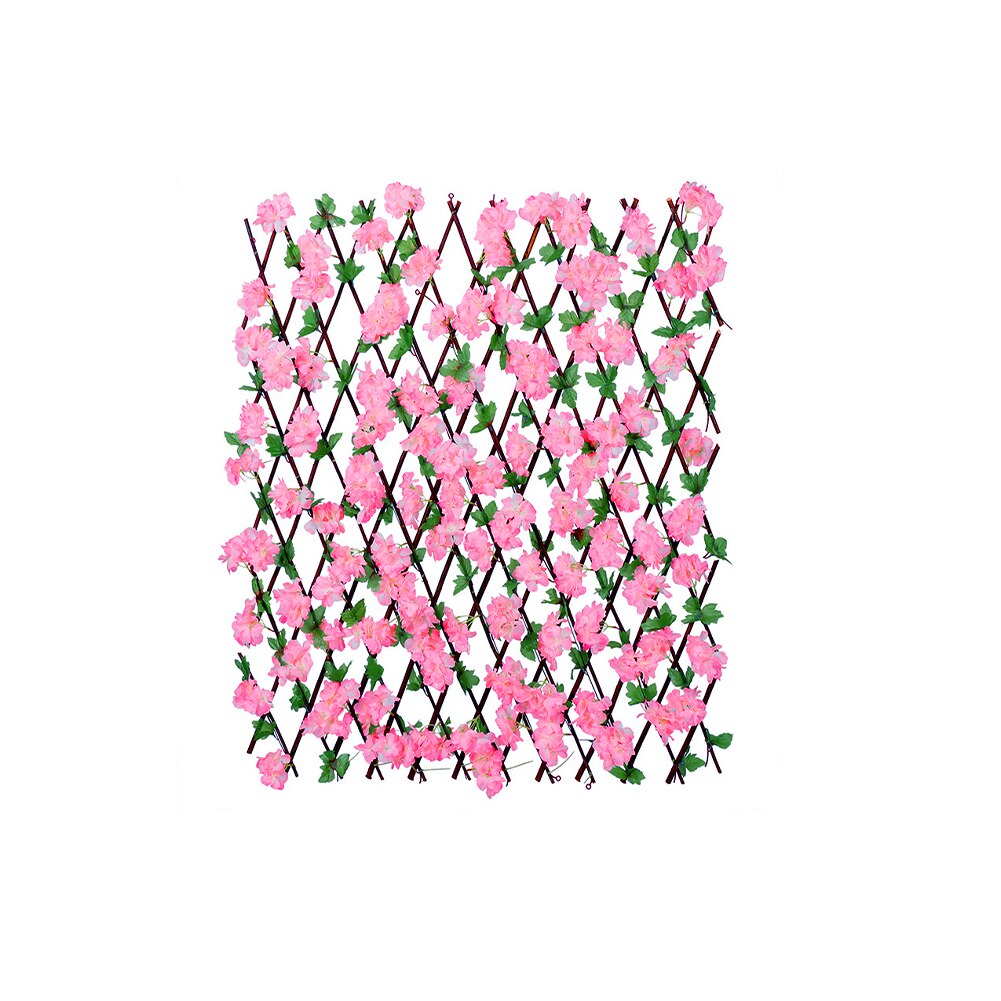 Garden Screening Expandable Home Backyard Balconies Wooden Hedge Trellis Privacy Screen Artificial Flower Leaves Easy Install: Rose Red