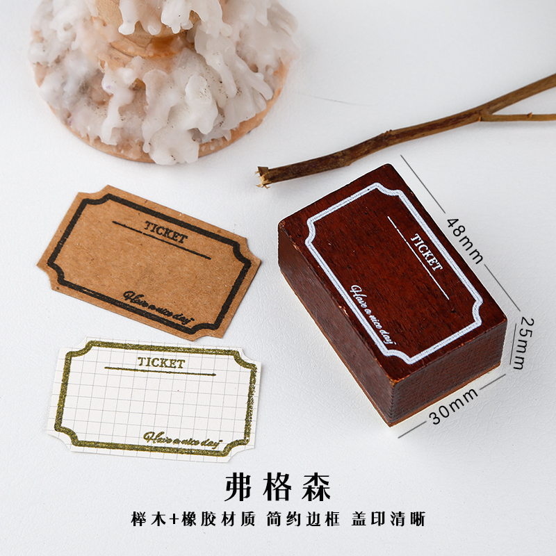 Retro Frame Label Decorative Stamps Wood Mounted Rubber Stamps for Card Making DIY Crafts Scrapbooking Journal Planner: 4