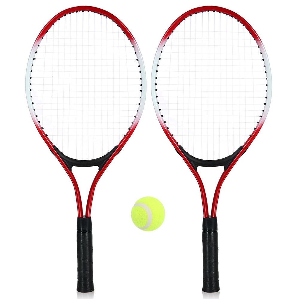 Raqueta de tenis para niños 2 uds. De raqueta de entrenamiento con 1 pelota de tenis y bolsa de cubierta para niños jóvenes raquetas de tenis para niños: Rojo