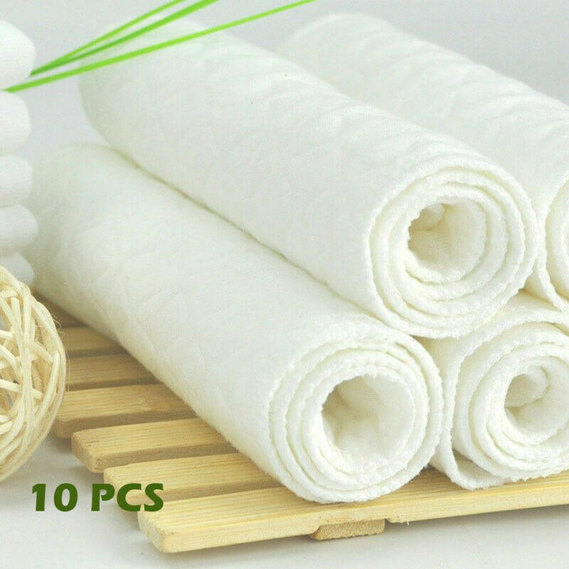 pañal de tela para bebé de algodón puro reutilizable de 10 Uds de absorción de agua