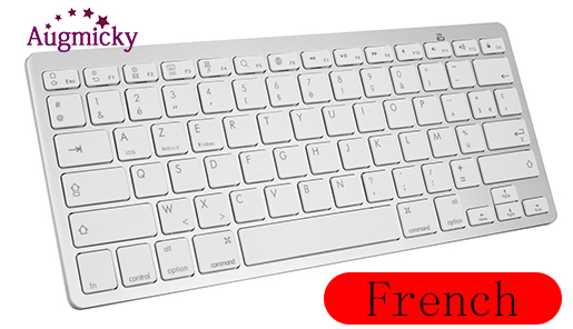 Russian French Spanish Wireless Bluetooth 3.0 keyboard for Iphone Android Tablet PC MINI keyboard for iPad Series iOS System: Silver French