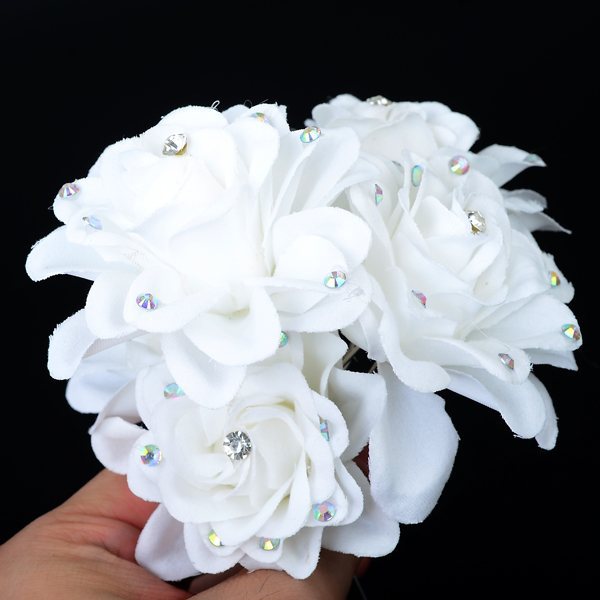 5 uds. Horquilla de boda para novia, horquilla de cristal con diamantes de imitación con flor de Rosa Blanca, Clip de belleza para el cabello, bisutería complemento para mujer, triangulación de envíos: D 6pcs