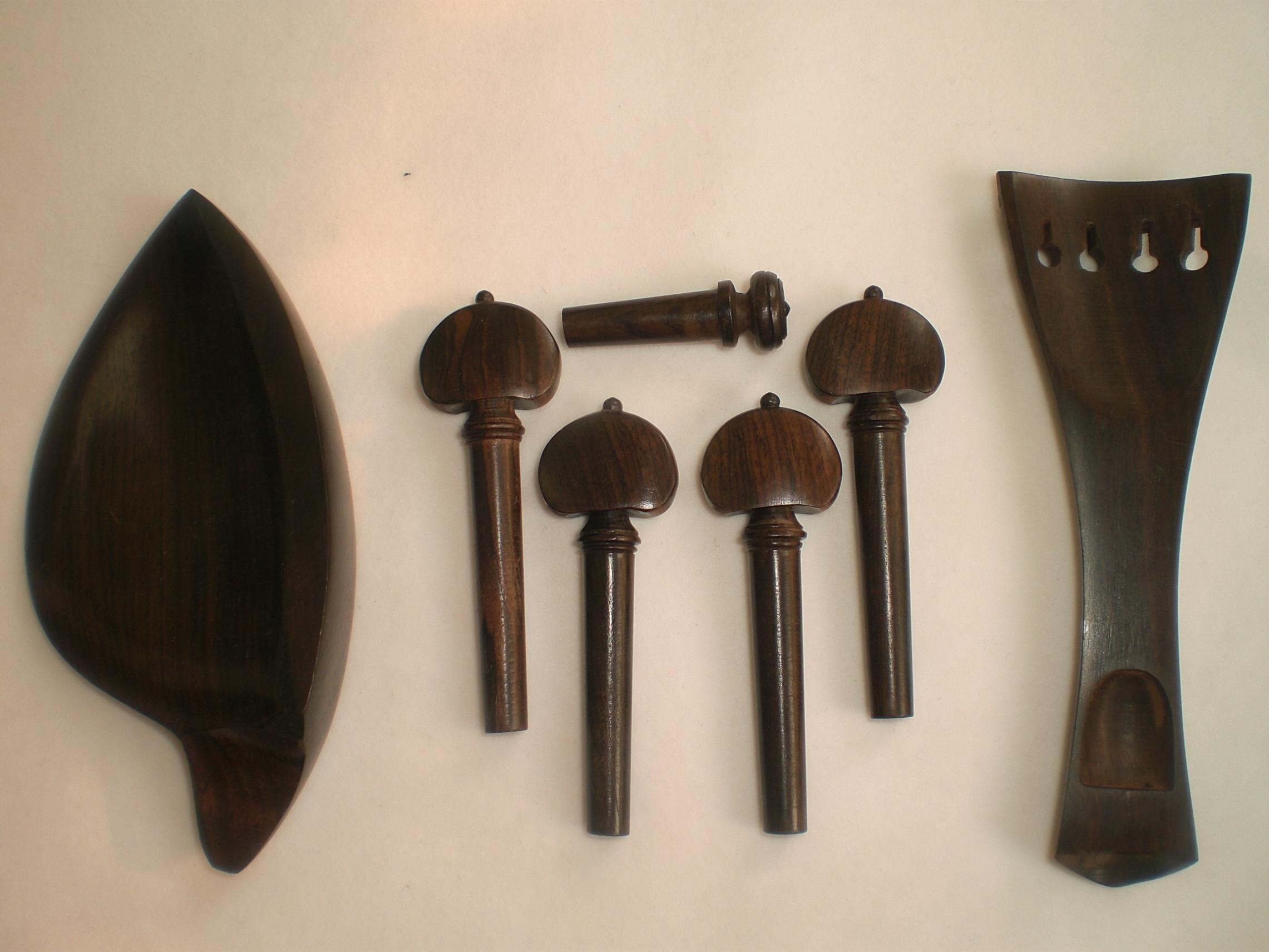 2 Sets Ebony Violin Fitting Natural Color with Pegs Tail Piece Chin Rest 4/4