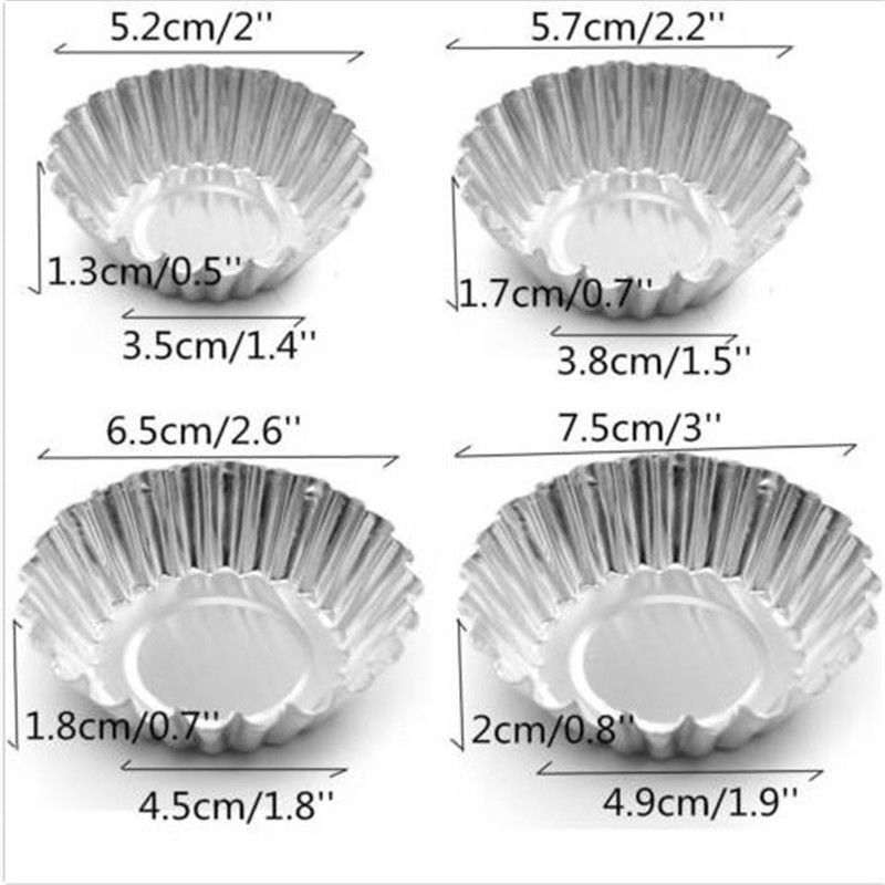 10 Pcs Cake Aluminium Taartvorm Bakken Tool Cupcake Ei Taart Fruit Taartvorm 4 Size Diameter Keuken Cake decoreren Gereedschappen