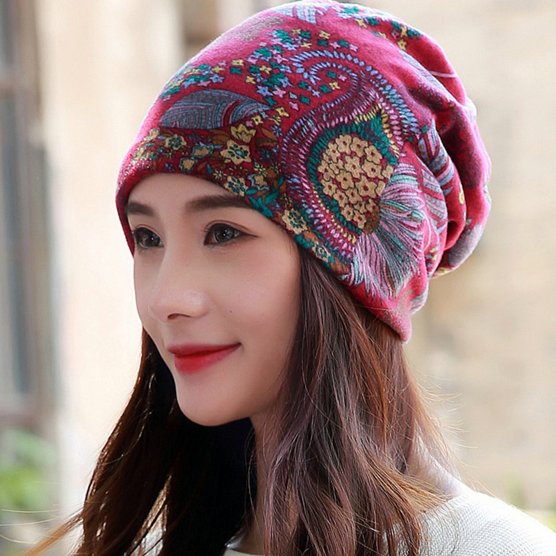 Longguard Polyester chapeau adulte décontracté flocon de neige bonnets femmes printemps automne femme casquette écharpe