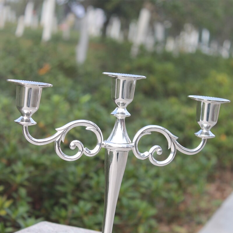 4 colors! Silver/Gold/Bronze/Black 3-arms metal candle holder 27cm height candle stick wedding candle stand
