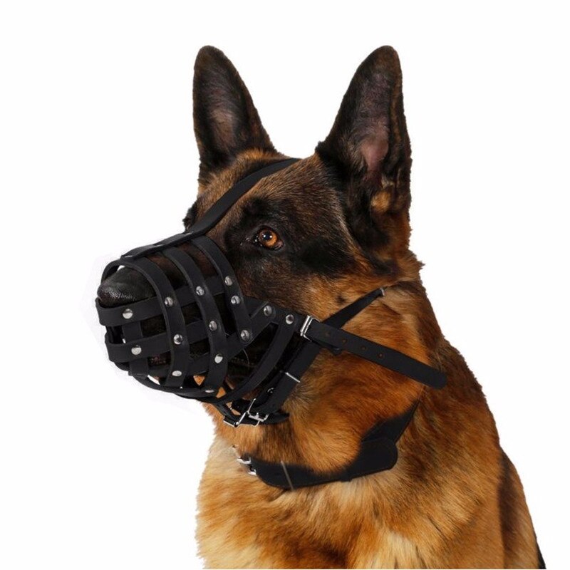 1pc pu läder hund munkorg säker justerbar hund mun korg träning anti-biting husdjur munskydd för hundar