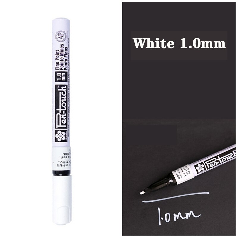 Permanente Metallic Marker Pennen Wit Zilver Goud Verf Pen Marker Voor Papier Glas Stof Cd Band Diy Markering Japanse Briefpapier: White 1.0mm