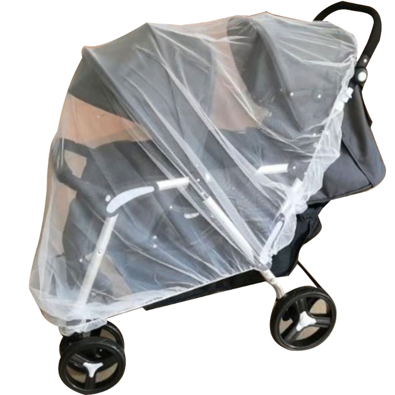 Dubbele Kinderwagen Klamboe Anti-Bug Mesh Hoes Voor Kinderwagen Baby Reisuitrusting: Blauw