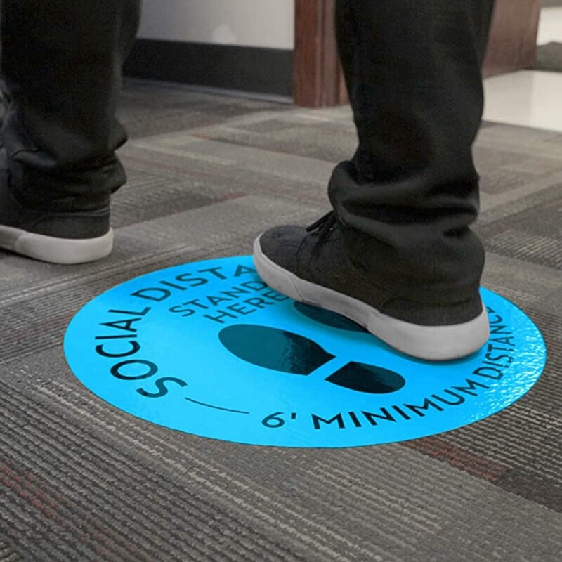 5Pack Social Distancing Floor Decals - Safety Floor Sign Marker - Maintain 6 Foot Distance - Anti-Slip