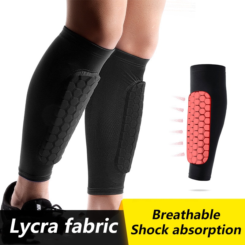 2 Stuks Sport Voetbal Scheenbeschermers Honingraat Voetbal Compressie Kalf Mouwen Ondersteuning Fietsen Training Caneleira Been Bescherming