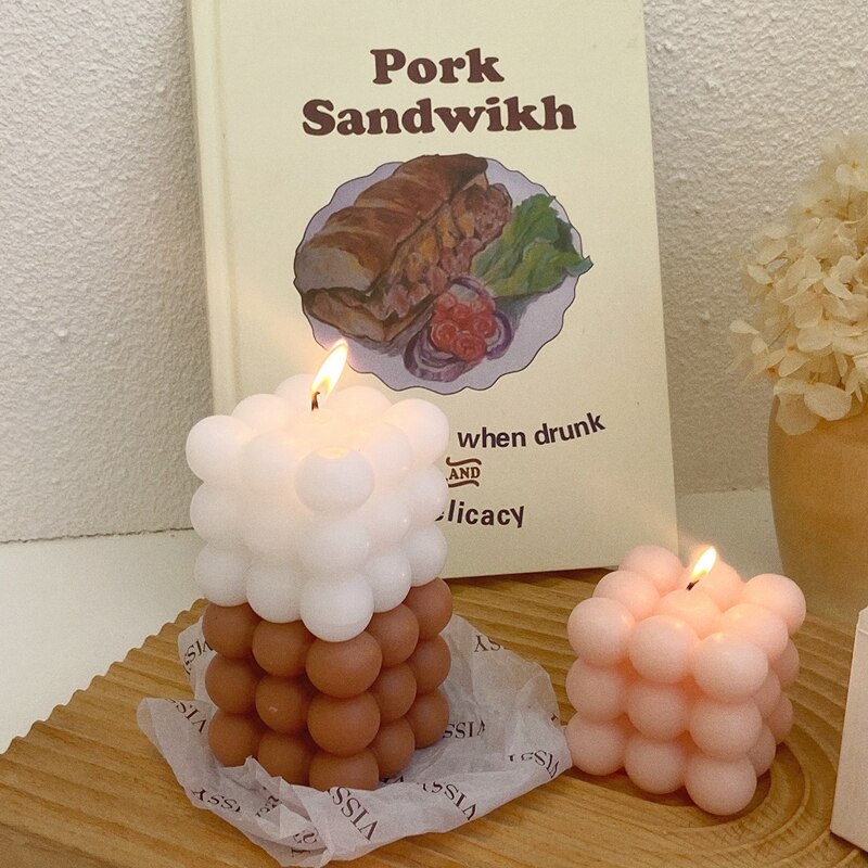 Bubble Cube Aromatherapy Candle Mini DIY Scented Candles Relaxing Birthday Handmade Home Decoration Party Photo Props