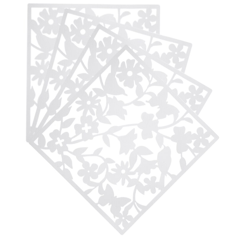 4pcs Divider Panel Butterfly Bird Flower Hanging Screen Partition Divider Panel Screen For Home Decorating Bedroom Dining Study: White