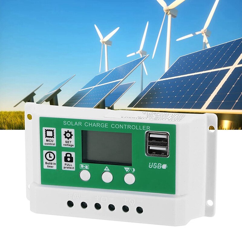 LCD Display Solar Charge Controller, 50A Adjustable Solar Panel Regulator, 12V 24V MPPT Charge Controller Accessory