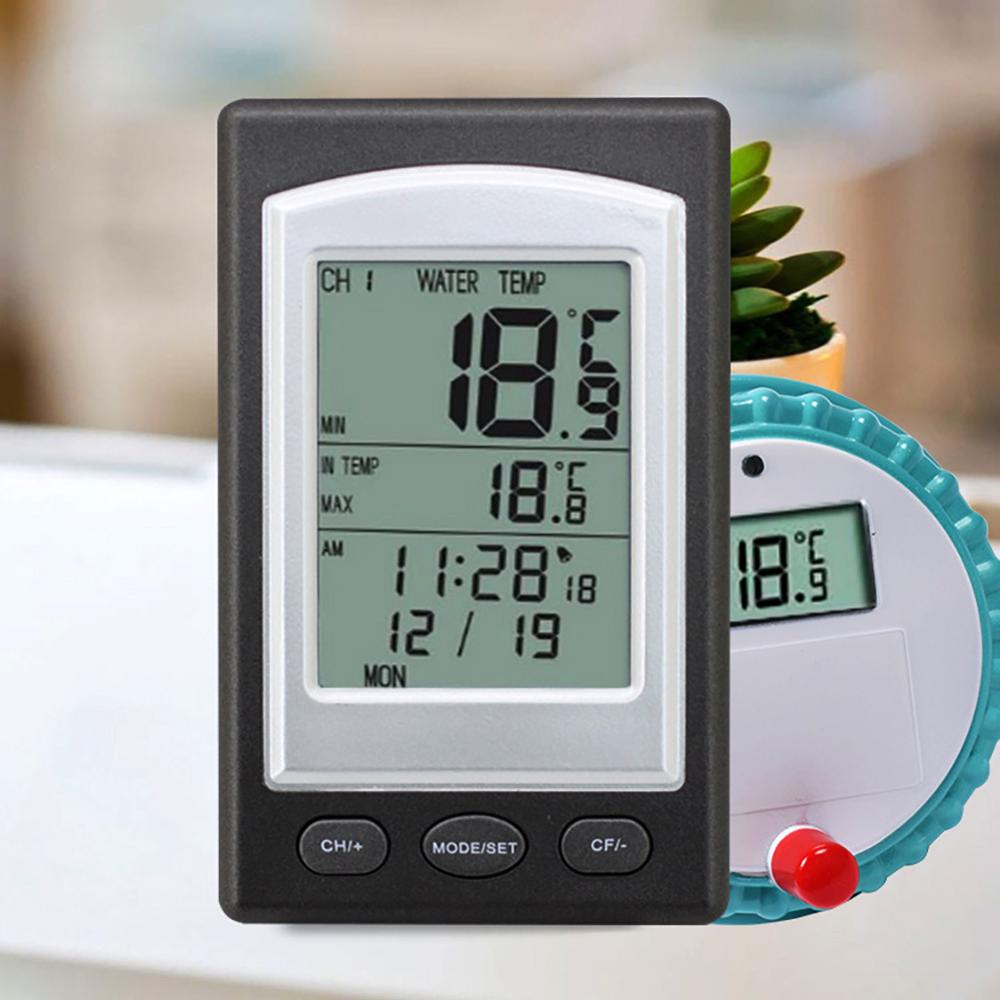 Wireless Pool Thermometer Swim SPA Pond Tub Waterproof Digital LCD Backlit Floating Temperature Transmitter Meter -40C~60C