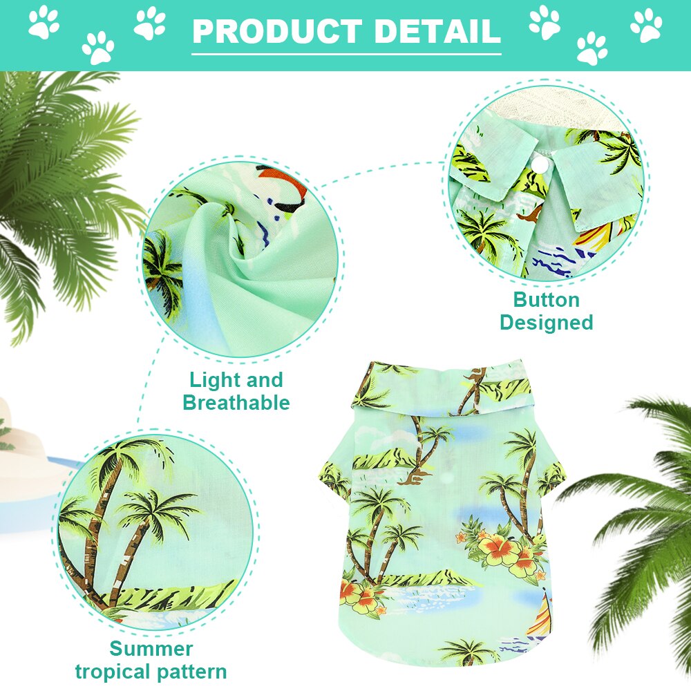 Ropa de verano para perro, camisa para cachorro y gato, Estilo Hawaiano, informal, para mascotas, perros pequeños y medianos, Chihuahua