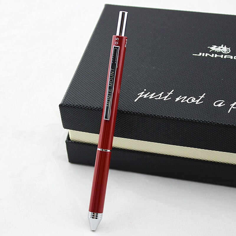 metal multi-function 3 color ball pen with pencil compound pen office student pen business pen 1pcs/lot: R