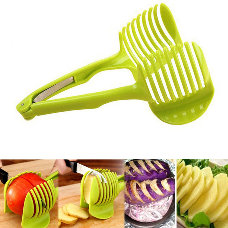 Clip Fruit Groente Slicer Tool Aardappel Tomaat Ui Citroen Shredders Slicers Groente Fruit Slicer Cutter Houder Keuken Gadget