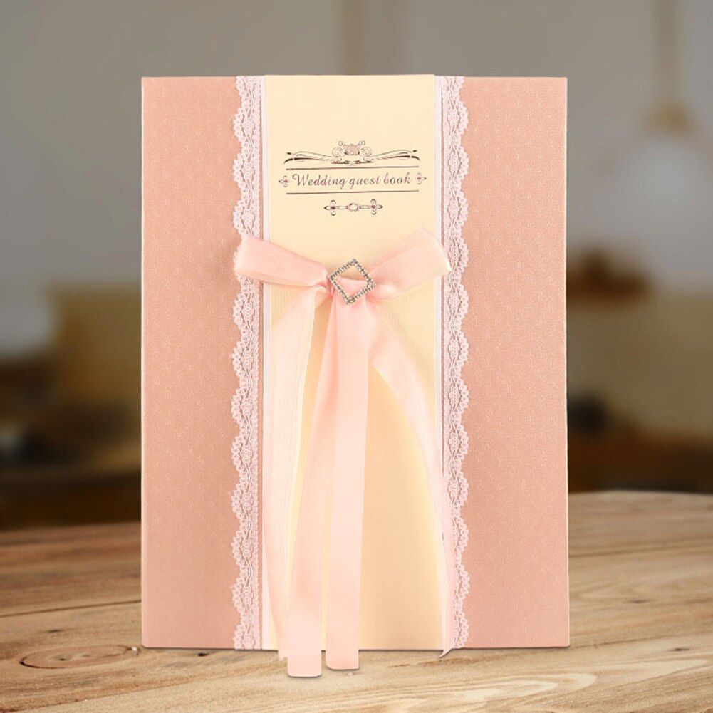 Wedding Guest Book Bridal Couples Party DIY Memory Names Signature Anniversary Engagement Ribbon Lace Decoration Rhinestone