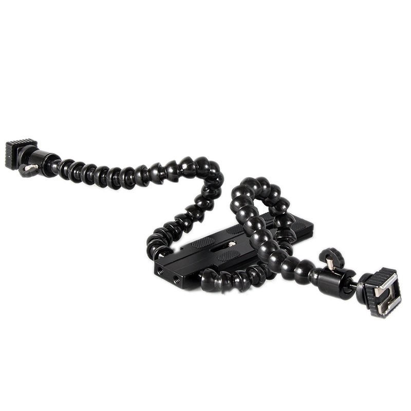 Flexible Dual Arm Shoe Flash Bracket Mount Holder for Canon Nikon Pentax Macro Shot Camera Accessories