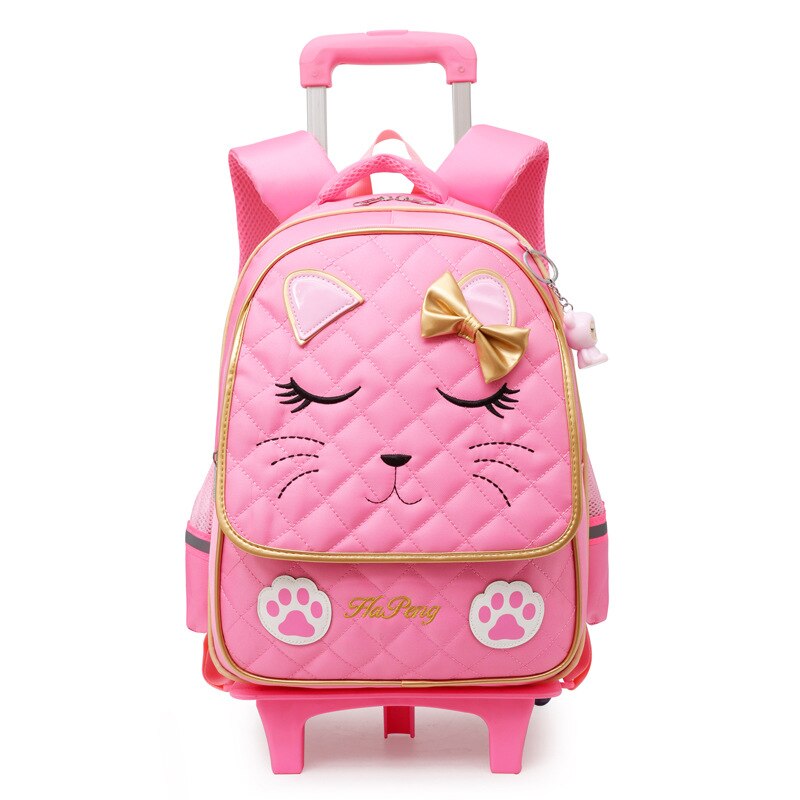 Simpatici zaini per gatti Trolley per ragazze zaino per bambini con 2 ruote zaino primario impermeabile Mochila Infantil Bolsa