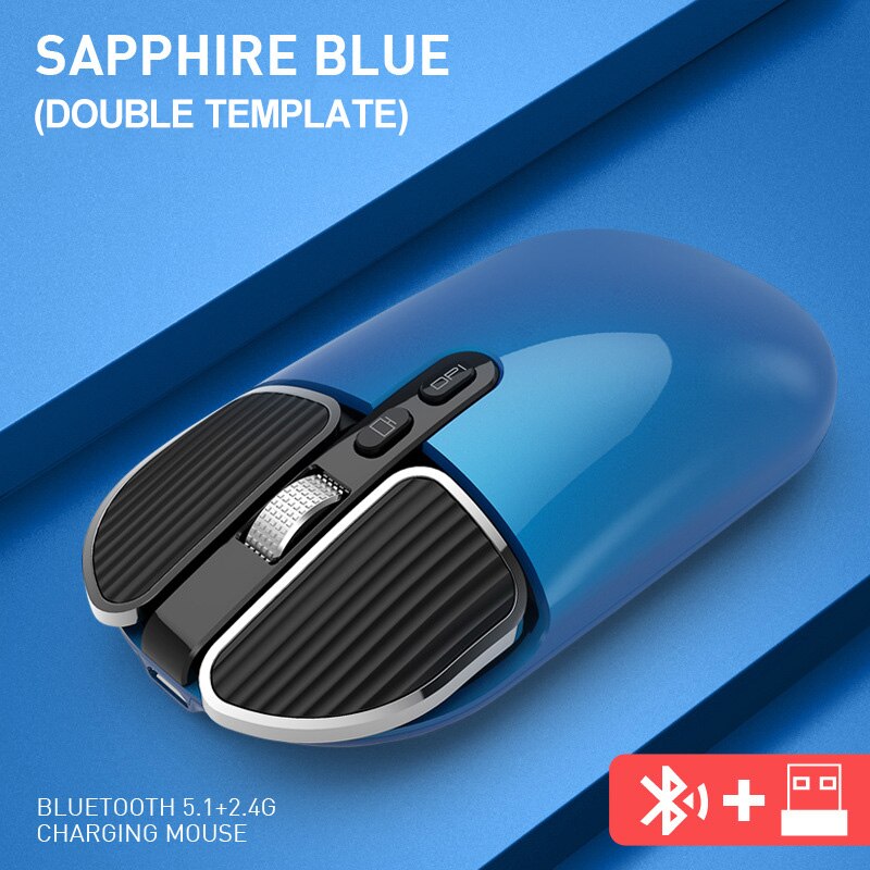 Dual Modus 2,4G USB Bluetooth Wireless Mouse Ergonomische Stille Wiederaufladbare Mäuse Für Computer Büro Laptop PC: 2.4G Bluetooth Blue