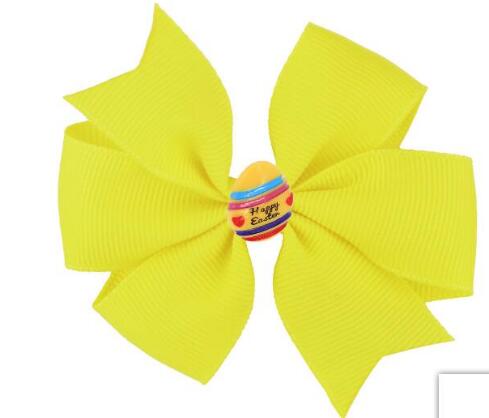 60pcs/ 3.5" Easter Day Eggs Hair Bows for Girls Solid Ribbon Easter Eggs Bowknot Hair Clip Kids Hairgrips Hair Accessories