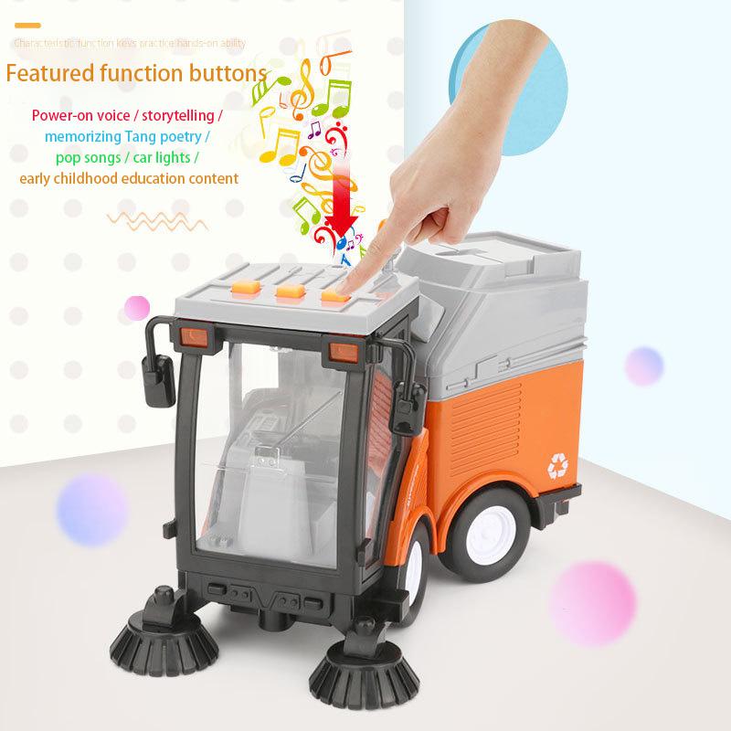 Børn simulering vej fejemaskine legetøj skraldebil sanitet behandling gade bil model lys musik tilbage fødselsdag legetøjsbil